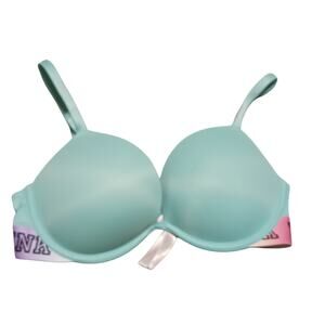 PINK VICTORIA'S SECRET Wear Everywhere Super  Push-Up Bra  size 34D Teal & Pink